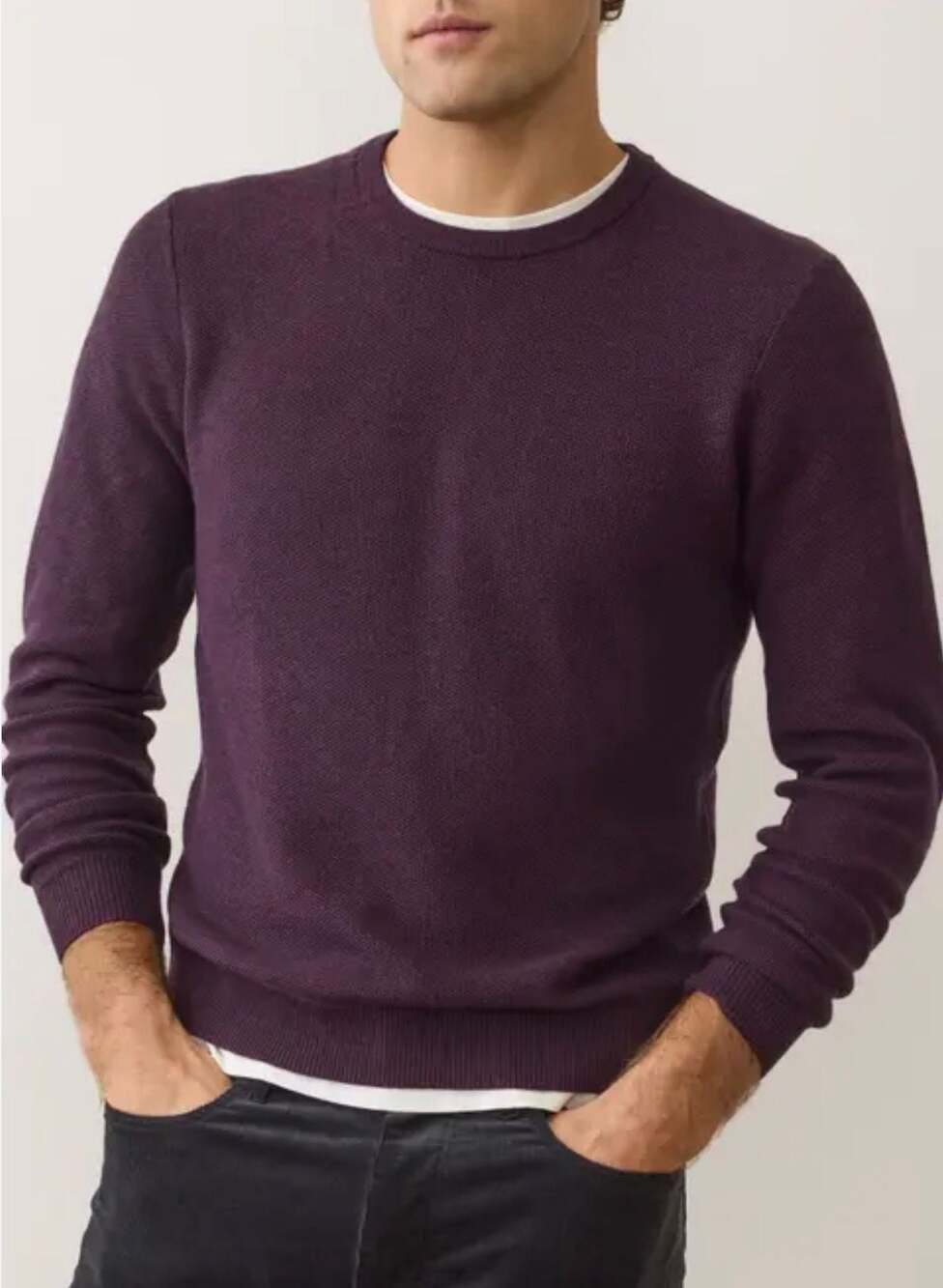 Marine Layer Men's Size M Purple Cotton Blend Crewneck Sweater
